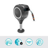 Gardena Contenitore da terrazza per tubo RollUp S, tubo da 15 m, bianco, avvolgimento automatico