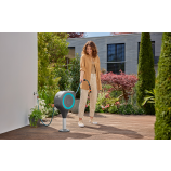 Gardena Contenitore da terrazza per tubo RollUp S, tubo da 15 m, turchese, avvolgimento automatico
